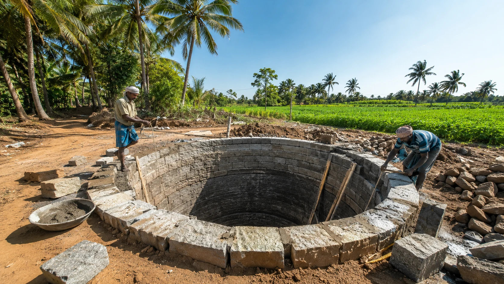 Agricultural fields and well-work machinery